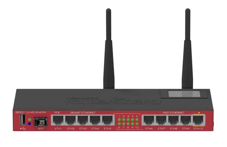 Mikrotik RB2011UIAS-2HND-IN routeur sans fil Gigabit Ethernet Monobande (2,4 GHz) Noir, Bordeaux