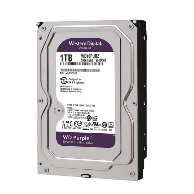 Disque dur de surveillance 1 To SATA 6 Go / s - WD Purple - 3,5 pouces
