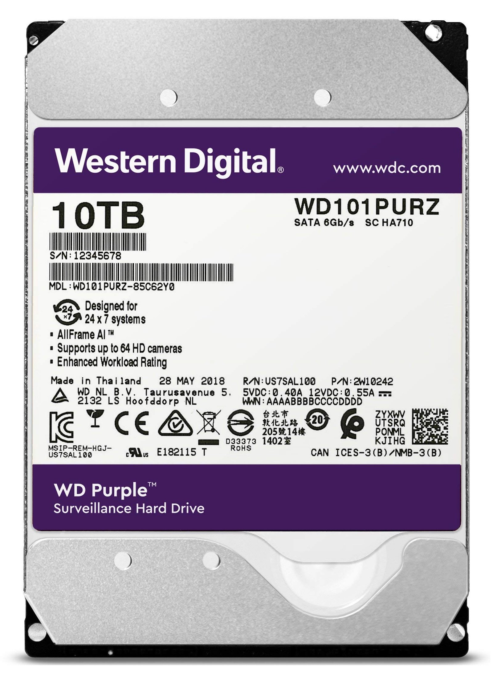 Disque Dur de 10TB Western Digital-Solution de Stockage pour la Vidéo Surveillée Professionnelle